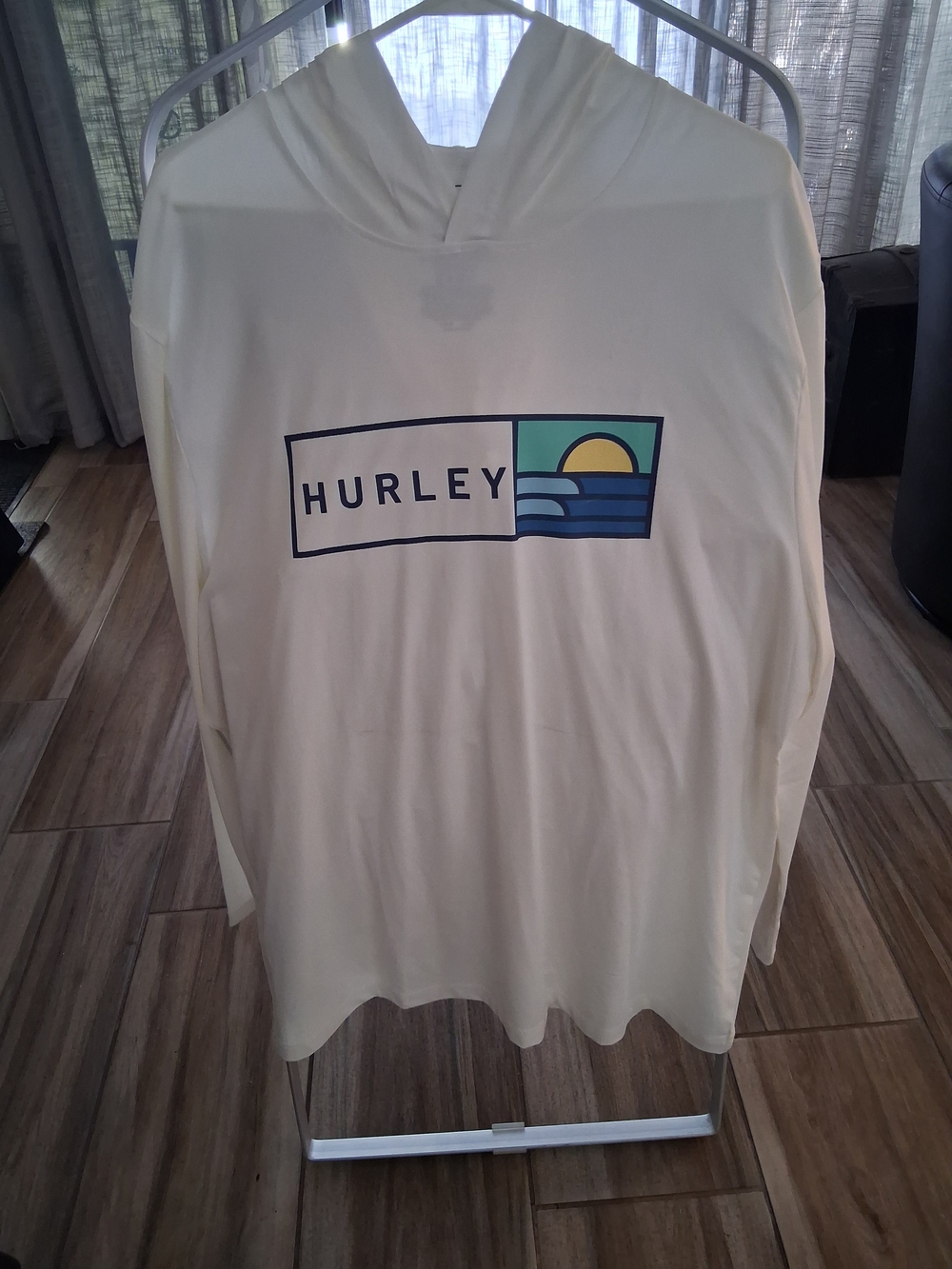Hurley Cream Hoodie with Coastal Logo Graphic